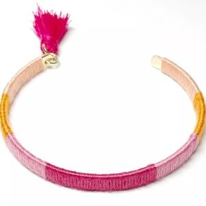 INC International Concepts Gold Tone Tassel Thread Wrapped Bracelet Pink New